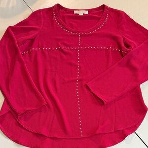 Michael Kors Ladies M Red Studded Long Sleeve Top